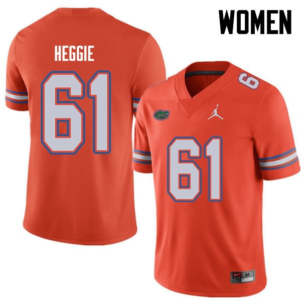 NCAA Florida Gators Brett Heggie Women's #61 Jordan Brand Orange Stitched Authentic College Football Jersey WDR4164NM